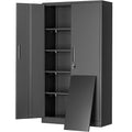 Greenvelly Metal Garage Storage Cabinet, 72” Locking Black Tool Steel Cabinet with Doors and 4 Shelves, Tall Metal Cabinets with Garage Storage Systems for Home Office, Kitchen/Pantry