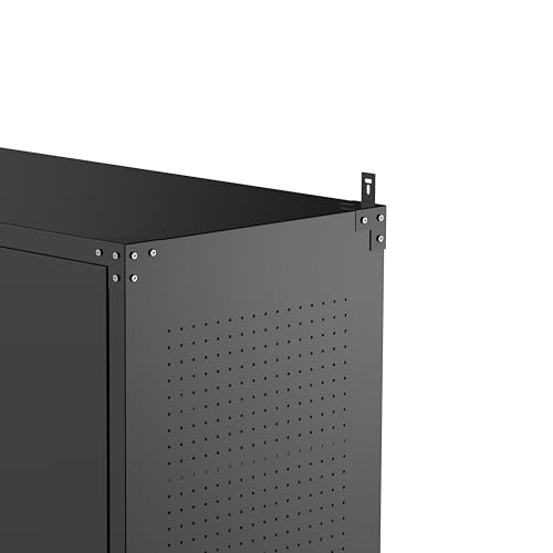 OREALLANDROL 72"x44"x22" Metal Garage Storage Cabinet with Wheels & Pegboards, Black Steel Locking Cabinet with 4 Adjustable Shelves, Rolling Tool for Garage, Basement, Home, Office