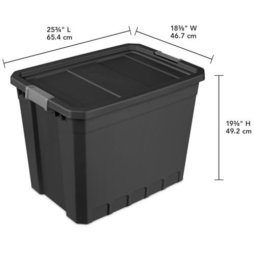 Sterilite 4-Pack Plastic Storage Bins with Lids, Stackable Containers, 27 Gallon, Black