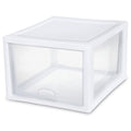 Sterilite 8-Pack 27 Quart Stacking Drawer, Clear Storage Closet Organizer, White Frame - Stackable Modular Plastic Drawers for Clothes, Accessories, Craft Supplies, Shoes or Linens