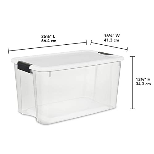 Sterilite Storage System Solution with 106 Quart Clear Latching Storage Tote, 4 Pack and 66 Quart Plastic Stackable Storage Tote, 4 Pack
