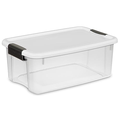 Sterilite 24-Pack Ultra Latching Box, Storage Bins with Lids, Clear Plastic, 18 Quart - Heavy-Duty Organizing Containers for Closet, Bathroom, and Office
