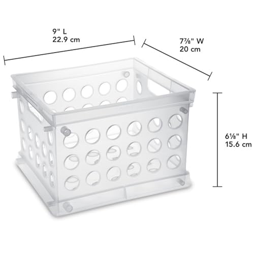 Sterilite Mini Crate, Stackable Plastic Storage Bin with Handles, Organize Home, Garage, Office, School, Dorm Room, Clear, 36-Pack