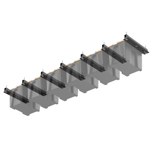 Ultrawall Overhead Garage Storage Racks for Bins, Ceiling Storage Rack Garage Hanging Organizer for Totes with Adjustable Width, Heavy Duty Ceiling Container Bin Rack (7 Pack, 6 Bins)