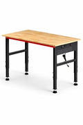 VekMax 48" Workbench with Feet, Adjustable Height Workbench with Power Strip & Pegboard, 2000LBS Load Capacity Solid Wood Top Work Table with Reinforced Steel Frame for Garage, Workshop, Office, Home