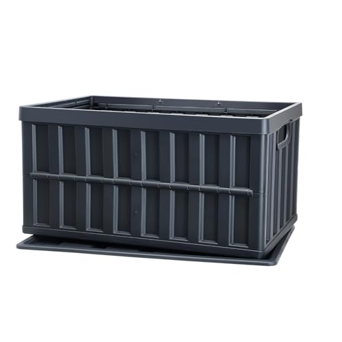 VEVOR 65L Collapsible Storage Bins with Lids 3 Packs, Stackable Utility Crates with Handles, Large Folding Containers for Organizing Tools, Books, Food, Drinks, Camping&Transport