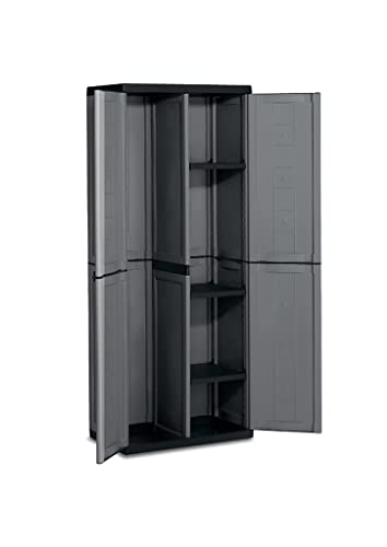 Keter 'Kis Jolly Utility Plastic Cupboard, 1 Piece, Dark Grey/Black, 9734000 0444 01