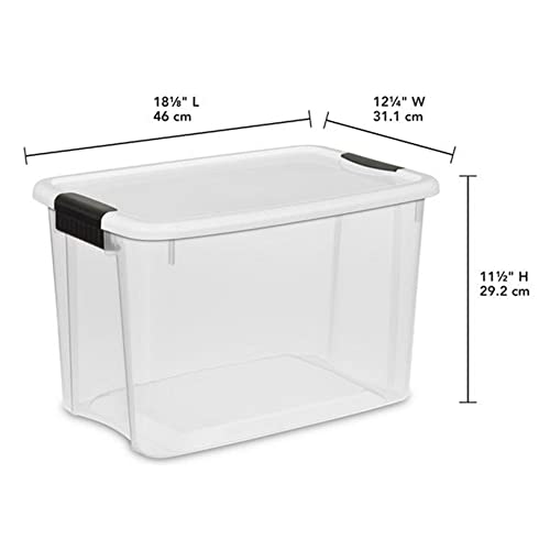 Sterilite 6-Pack 30 Quart Ultra Latch Box, Clear Storage Organizer Bins with Latching Lids - Stackable Plastic Containers for Home Organization in Garage, Attic, Basement, and Closet
