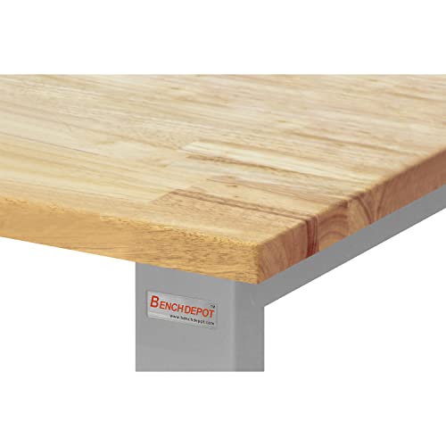 Table & Workbench: 1" Thick Solid Oiled Wood Butcher Block Top, Height Adjustable - 30" D x 48" L x 30" - 36" H - by BenchPro