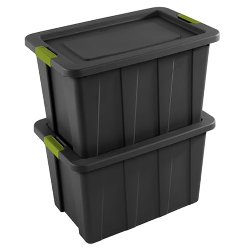 Sterilite 4-Pack Latching Tuff1 Tote, Large Plastic Storage Bins w/Lids, 30 Gallon, Gray - Heavy-Duty Stackable Organizer Boxes and Containers for Home, Office, Basement, Closet, and Garage