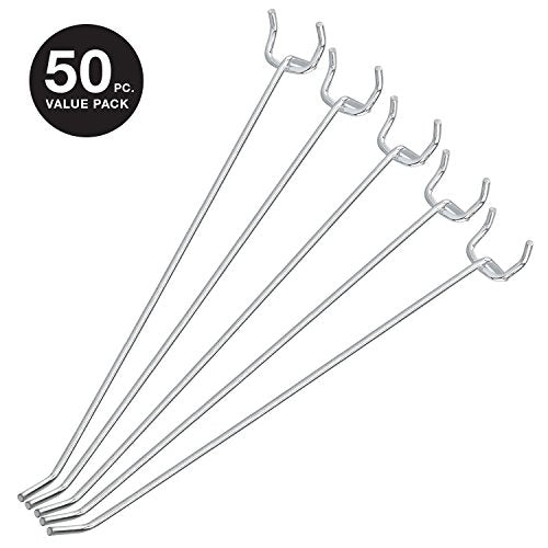Neiko 53104A 8” Pegboard Hook Organizer Kit, 50 Pack, Hanging Hooks Set for Garage Organization, Great for Wall Hanging and Shelving, Tool Storage, Craft Organizing