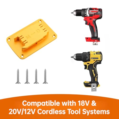 Tool Holders and Battery Mounts Compatible with Dewalt 20V and 60V, Heavy-Duty ABS Wall Organizer Rack with Screws, Drill and Battery Holder Mount for Garage, Workshop, Job Site (20 Pack)