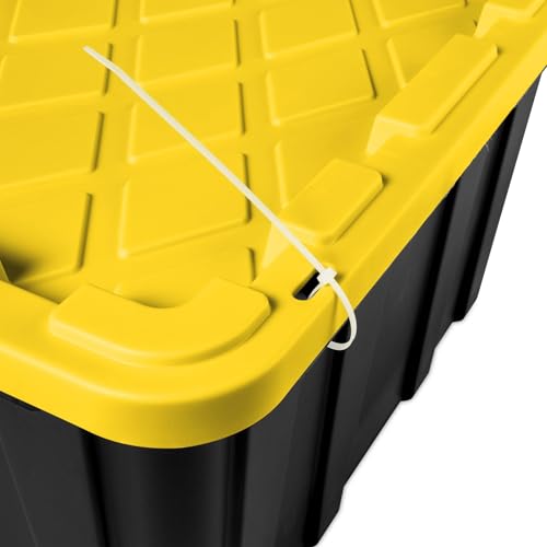 Alvanhqw 27 Gallon Plastic Storage Container with Snap-On Lid, Heavy-Duty Industrial Tote, Black and Yellow, 28.5x19.6x15.5 Inches, 6 Pack (6, Black/Yellow)