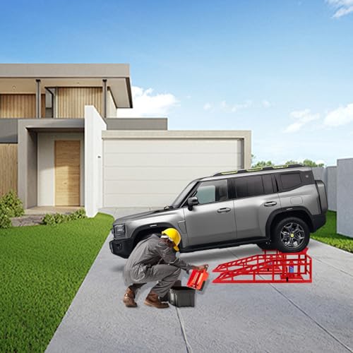 GETTKAOR 5T 11000lbs 2-Pack Hydraulic Car Ramps,Hydraulic Vehicle Ramps Assemble Easily,Automotive Ramps for Oil Changes,Low Profile Car Ramp for Home Garage, Auto Garage Repair.