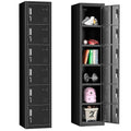 INTERGREAT 6 Door Storage Lockers for Employees, Metal Office Gym Lockers with Lock, Lockable Steel School Locker Organizer with Shelf and Card Slot for Home, Garage, Black