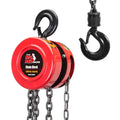 BIG RED TR9020 Torin Manual Hand Lift Steel Chain Block Hoist with 2 Hooks, 2 Ton (4,000 lb) Capacity, Red
