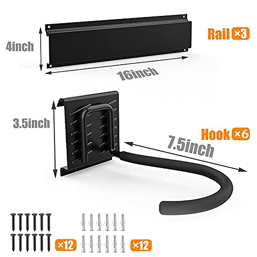 TORACK Bike Storage Rack, 6 Bike Rack Wall Mount Home and Garage Organizer, Vertical Bicycles Hanger Hooks for Indoor Space Saving
