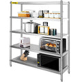 VEVOR Storage Shelf, 5-Tier Storage Shelving Unit, Stainless Steel Garage Shelf, Heavy Duty Storage Shelving, 1650 Lbs Total Capacity with Adjustable Height