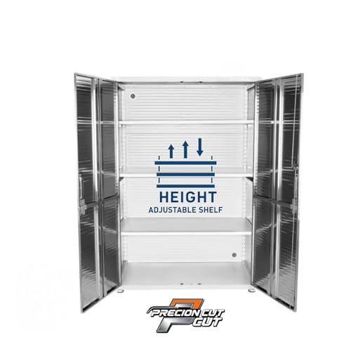 UltraGarage Heavy-Duty Metal Storage Cabinet, Industrial Grade Steel Construction with Slatted Doors, Lock Keys,Professional Garage Organization System (White, 48" W x 24" D x 72" H)