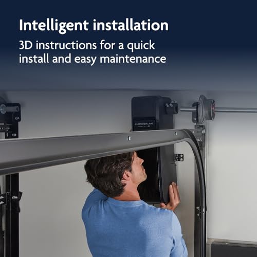 Chamberlain RJO101MC Ultra-Quiet Wall Mount Garage Door Opener with Battery Backup, myQ Smart Wi-Fi Control, LED Lighting System, Space-Saving Design for Quiet Operation