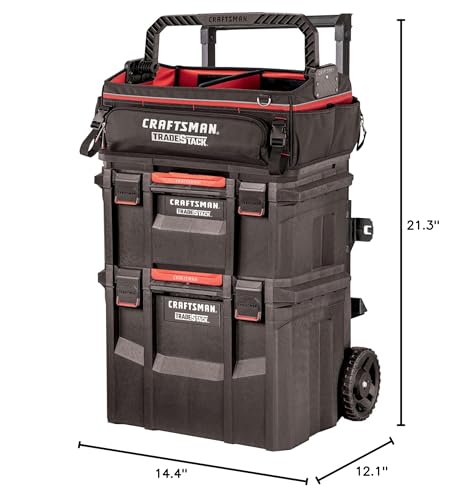 CRAFTSMAN TRADESTACK Tool Box, Waterproof Indoor/Outdoor, Stackable Tool Storage, Lockable, 21 Inch (CMST21430)