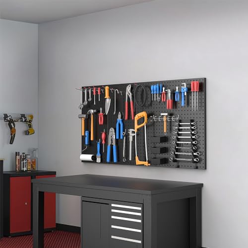 Ultrawall 4 Pcs Metal Pegboard Wall Panels, Peg Boards for Garage Tool Storage