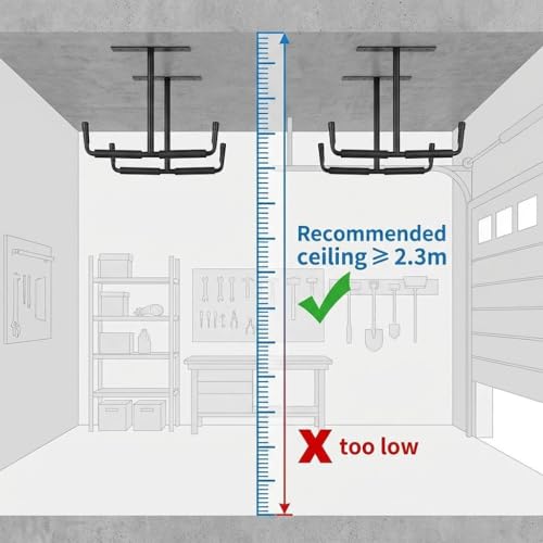 QWORK Overhead Ceiling Hooks Rack – Heavy Steel Storage Hangers for Garage, Workshop & Basement