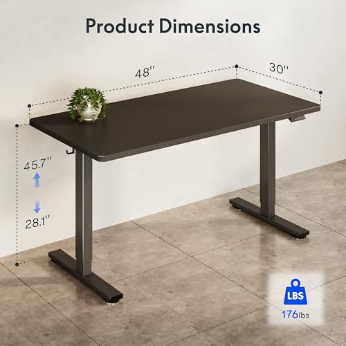 FLEXISPOT Electric Adjustable Workbench, 48x30 Inches Ergonomic Worktable for Garage, Workshop, Office and Home, Spacious Desktop for Woodworking Sewing and Crafts, Black, 2 Packages