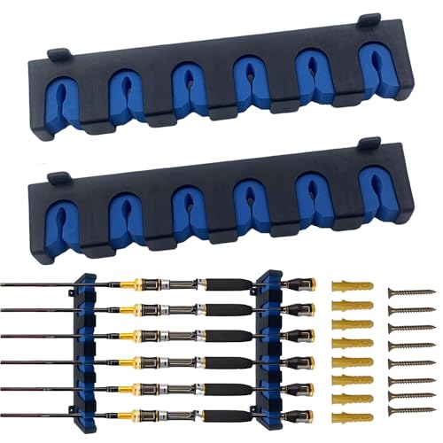 Keenorika Horizontal Fishing Rod Rack, Wall Mounted Fishing Rod Holder, Fishing Pole Organizer for Garage, Boat, Cabin, Heavy Duty Rod Holder for 6 Fishing Poles, Indoor/Outdoor Fishing Gear Storage