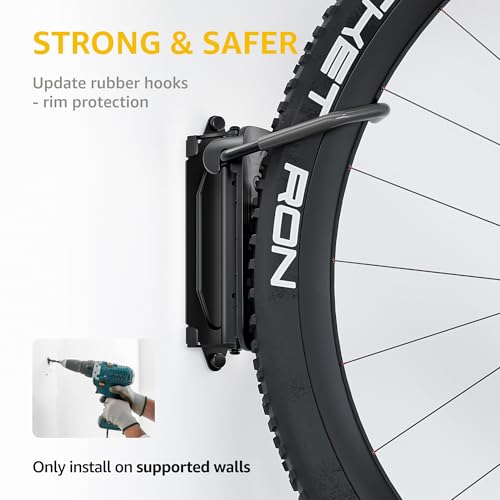 monTEK Swivel Bike Wall Mount – 2 Pack Garage Bike Hanger & Space-Saving Vertical Bike Rack for Garage & Apartment, Sturdy Bike Storage Hook Holds 66 lbs, Easy Installation & Scratch-Proof Design