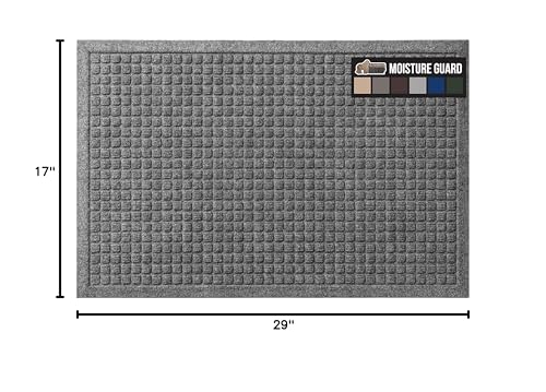 GORILLA GRIP SoakSTOPPER Door Mat, 24x17, Gray and HydroABSORB Door Mat, 29x17, Gray Bundle