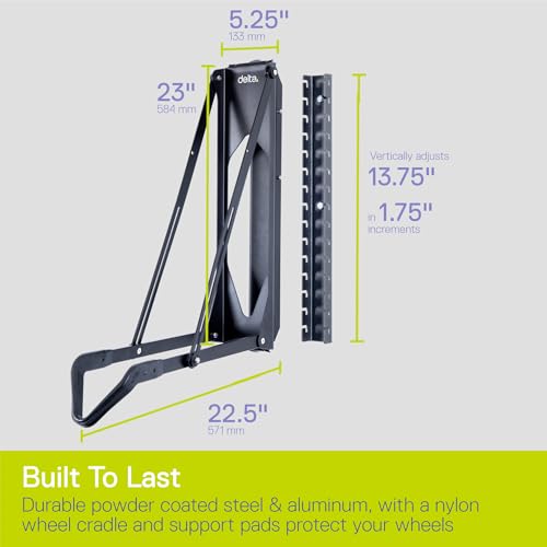 Pivot Bike Storage Rack Black by Delta Cycle - Bike Rack Garage Wall Mount Swivels to Save Space - No Heavy Lifting Required Vertical Bike Rack - Indoor Bike Storage Wall Hanger Holds Up to 100 lbs