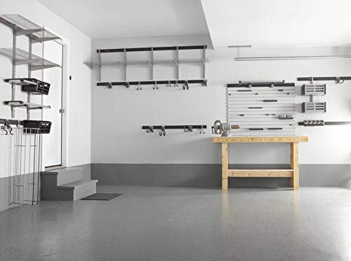 Rubbermaid Garage FastTrack Upright 25" Satin Nickel Wall Mounted Storage System Direct Mount for FastTrack Garage Rail Garage/Home Organization