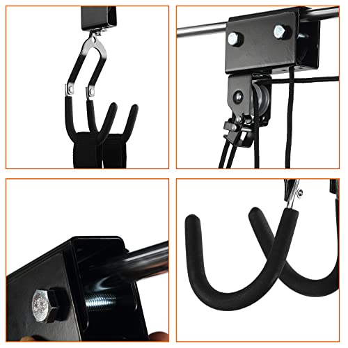 Therwen 2 Pack Kayak Hoist Lift Systems with 100 lb for Kayaks Canoes Surfboards Bikes Ladders Garage Storage Canoe Lift Pulley System Capacity Ceiling Mount Hoists