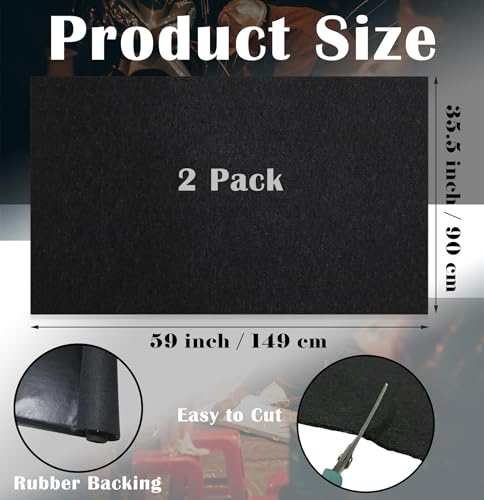 Nexboraque 2 Pack Garage Floor Mat, 60 x 36 Inch Oil Spill Mat for Under Car Driveway Mats with Waterproof Backing, Black Reusable Rubber Mat Garage Mat for Protecting Surfaces