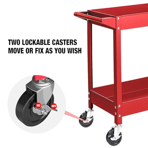 BIG RED 300 LBs Capacity 2 Shelf Steel Service Utility Cart, APTC304R