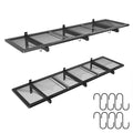 2 Pack Garage Wall Shelving,46"X 12.5" Garage Shelving Wall Mounted,Heavy Duty Garage Storage Rack with 8 Hooks,320 LBS Capacity,Black Metal Floating Organizer Shelves for Laundry,Warehouse (2)
