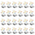 Amico 24 Pack 6 Inch 5CCT Ultra-Thin LED Recessed Ceiling Light with Junction Box, 1050LM Brightness, Dimmable Canless Wafer Downlight, 12W, ETL&FCC