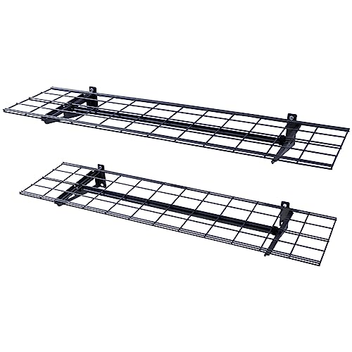 VEVOR Garage Shelving Wall Mounted, 1 x 4 ft Heavy Duty Shelves, 400 lbs Load Capacity Storage Rack Floating 2 Pack, Suitable for Shop, Shed, Storage, Black (LL1248)