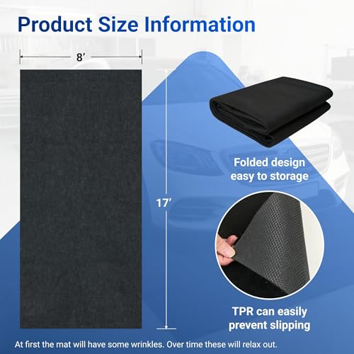 FLEXIMOUNTS 17x8 Ft Heavy Duty Garage Floor Mat - Anti-Slip Backing & Oil Absorbent Surface, Premium Waterproof Garage Carpet for Floor, Durable Parking Mat for SUV