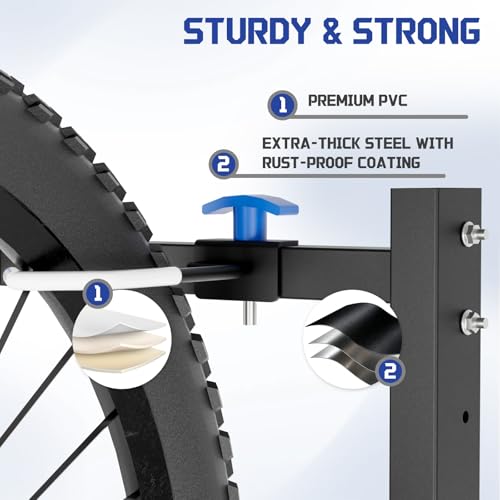 Kinchoix Freestanding Bike Rack with Caster Vertical Bike Storage Stand for Garage Indoor Bicycle Organizer Holds Up to 5 Bikes