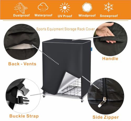 Garage Sports Equipment Organizer Cover, Ball Storage Rack Cover Outdoor, 600D Oxford, Waterproof & Dustproof, 38 "L x 18" W x 45 "H - Protecting Your Sports Equipment and Toys.(Cover Only)
