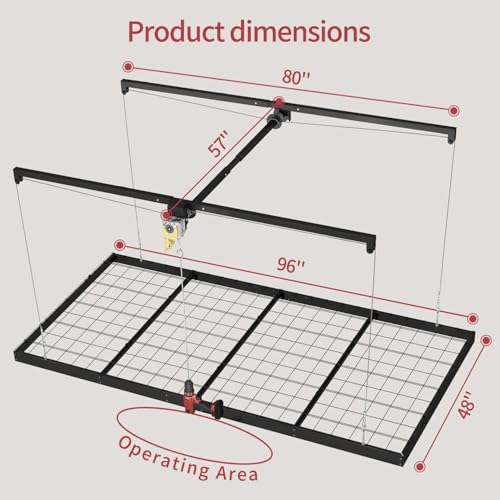 FERO Overhead Garage Storage Rack, 325 lb Capacity, 4x8 FT Garage Ceiling Storage Rack with Safety Lock (Black)