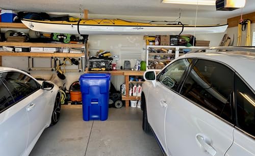 Tie Boss Kayak Hanger, Cargo Ceiling Storage, Overhead Storage, Watercraft Garage Storage, Hoist System.