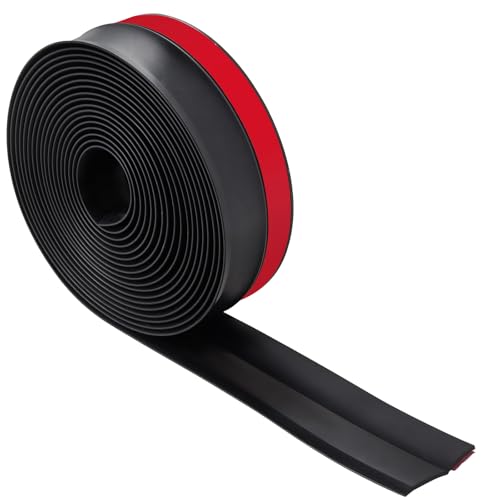 VEVOR Garage Door Seal Top and Sides Seal Strip, 20 FT Universal Weather Stripping Replacement Soft and Hard Composite, Weatherproofing Garage Door TPE Seals with Adhesive Backed and Screws, Black