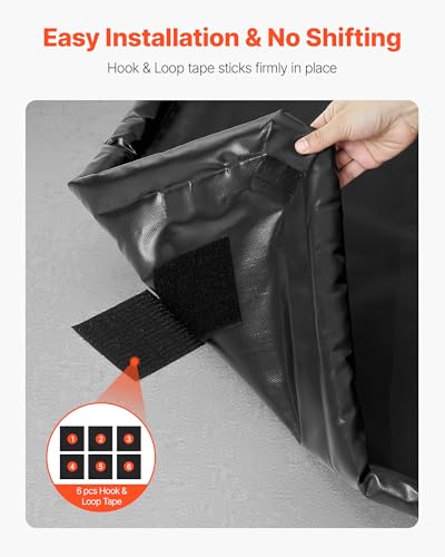 VEVOR Containment Mat, 7 ft 9 in x 18 ft, Non-Slip PVC Garage Floor Mat with a Cleaning Squeegee, Heavy Duty Durable Waterproof Containment Protection from Snow, Rain and Mud for Cars Parking, Black