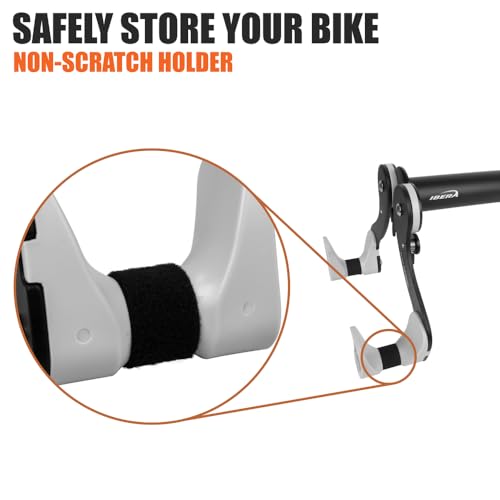 Ibera Horizontal Wall Mount Hanger, Indoor Bicycle Hook Holder Storage Rack for Home or Garage, 45 Degree Adjustable Angle to Keep Bike Level