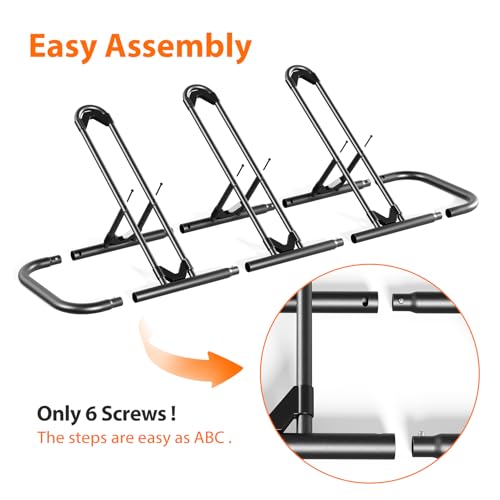 Mr IRONSTONE Bike Rack, Floor Storage Stand for Garage, Indoor/Outdoor Parking Holder, Fits Mountain, Road & Kids Cycles (Black, 3-Slot)