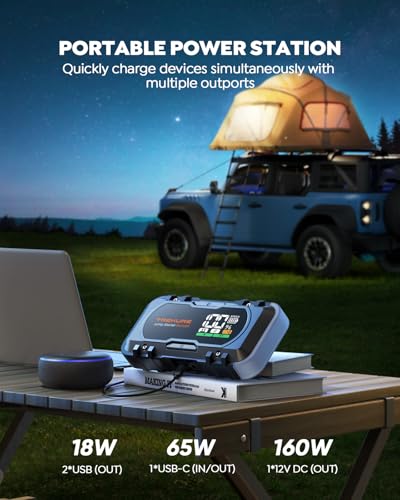 8000A Car Battery Jump Starter, Battery Jumper Starter Portable (All Gas/12L Diesel), 27000mAh 65W Charging Jump Box, Portable Car Jump Starter with 160W DC, 600LM Light, Extended Jumper Cables