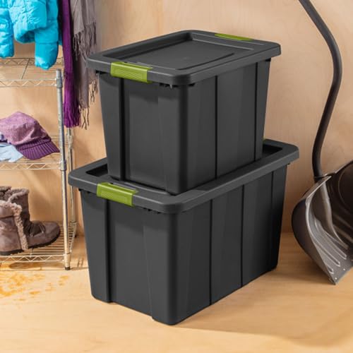 Sterilite 4-Pack Latching Tuff1 Tote, Large Plastic Storage Bins w/Lids, 30 Gallon, Gray - Heavy-Duty Stackable Organizer Boxes and Containers for Home, Office, Basement, Closet, and Garage